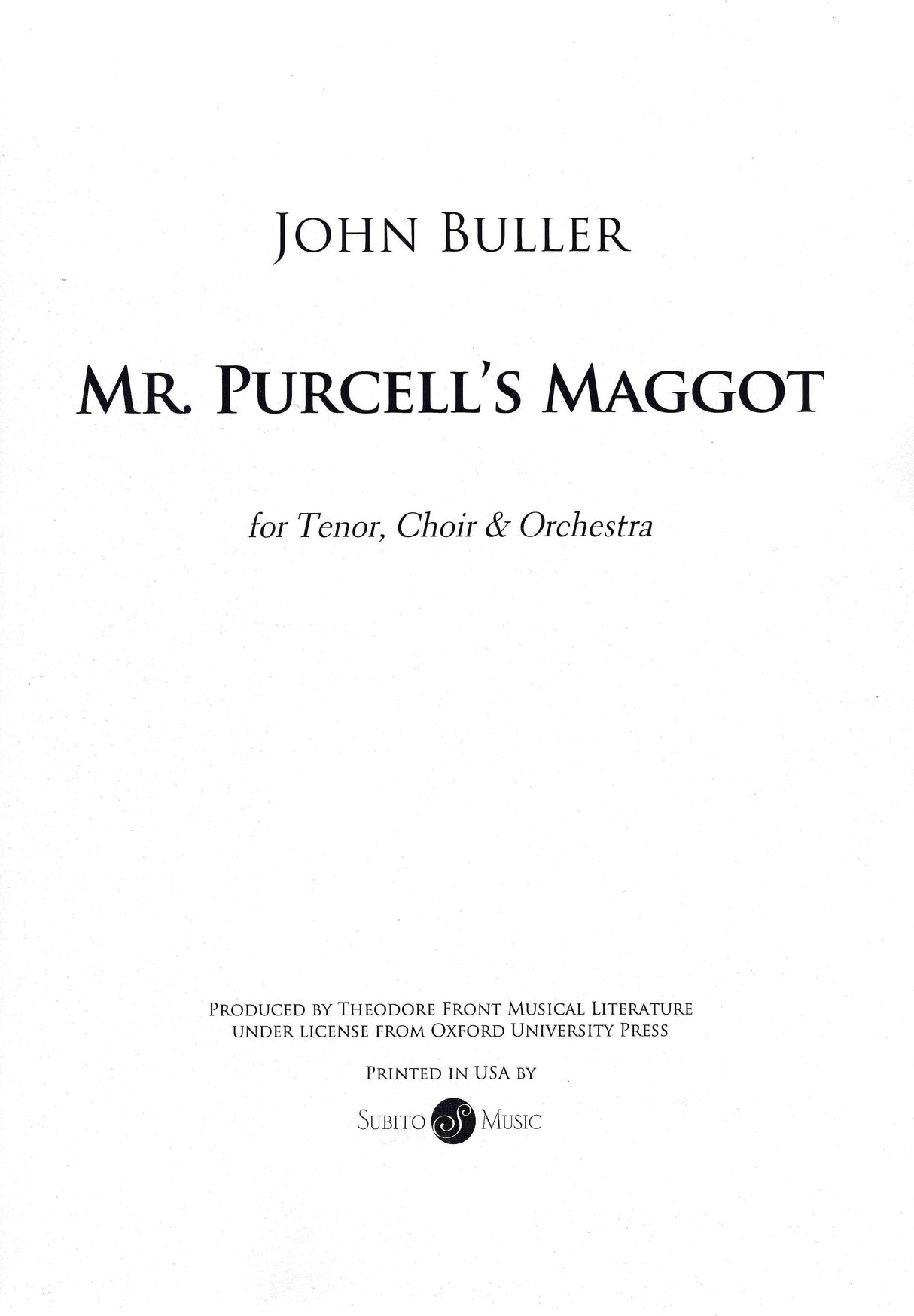 Buller: Mr. Purcell's Maggot