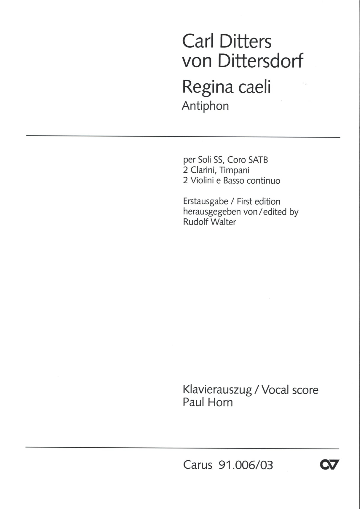 Dittersdorf: Regina caeli