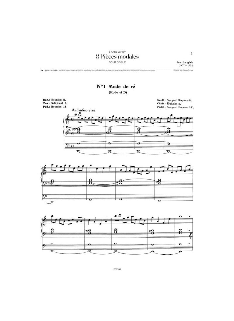 Langlais: 8 pièces modales, Op. 90