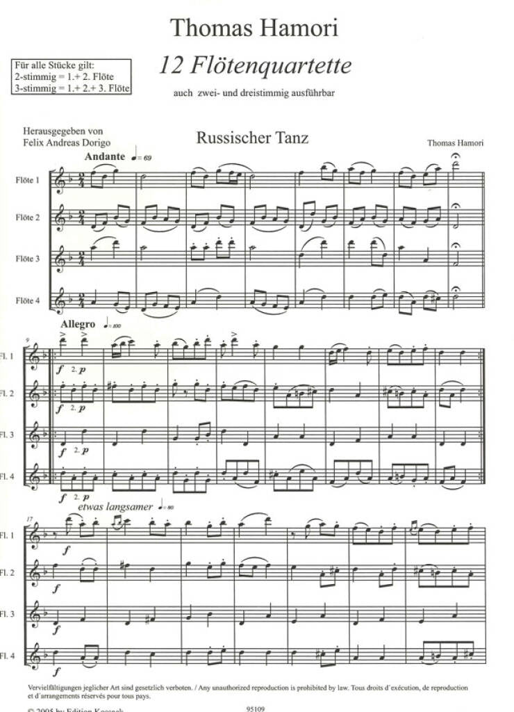 Hamori: 12 Flute Quartets