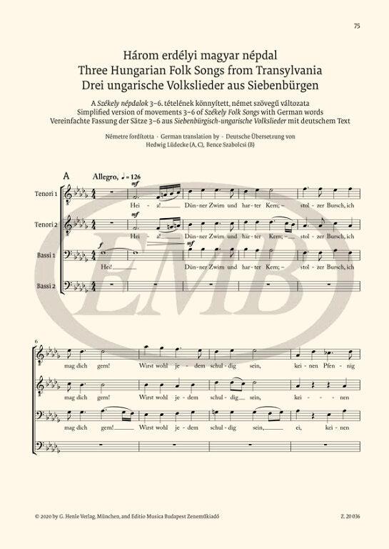 Bartók: Choral Works for Male Voices