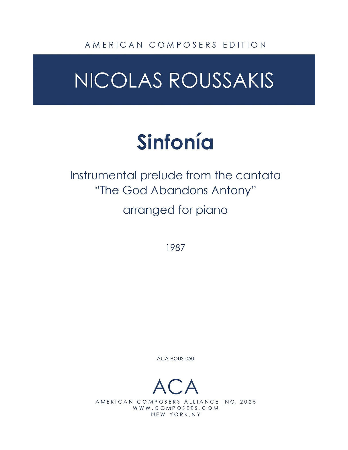Roussakis: Sinfonía (arr. for piano)