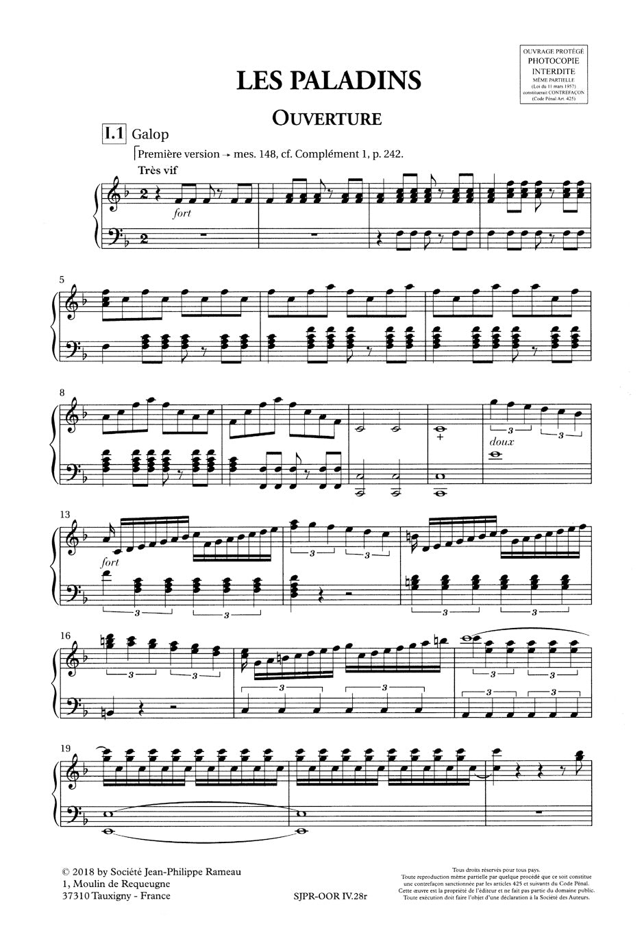 Rameau: Les Paladins, RCT 51