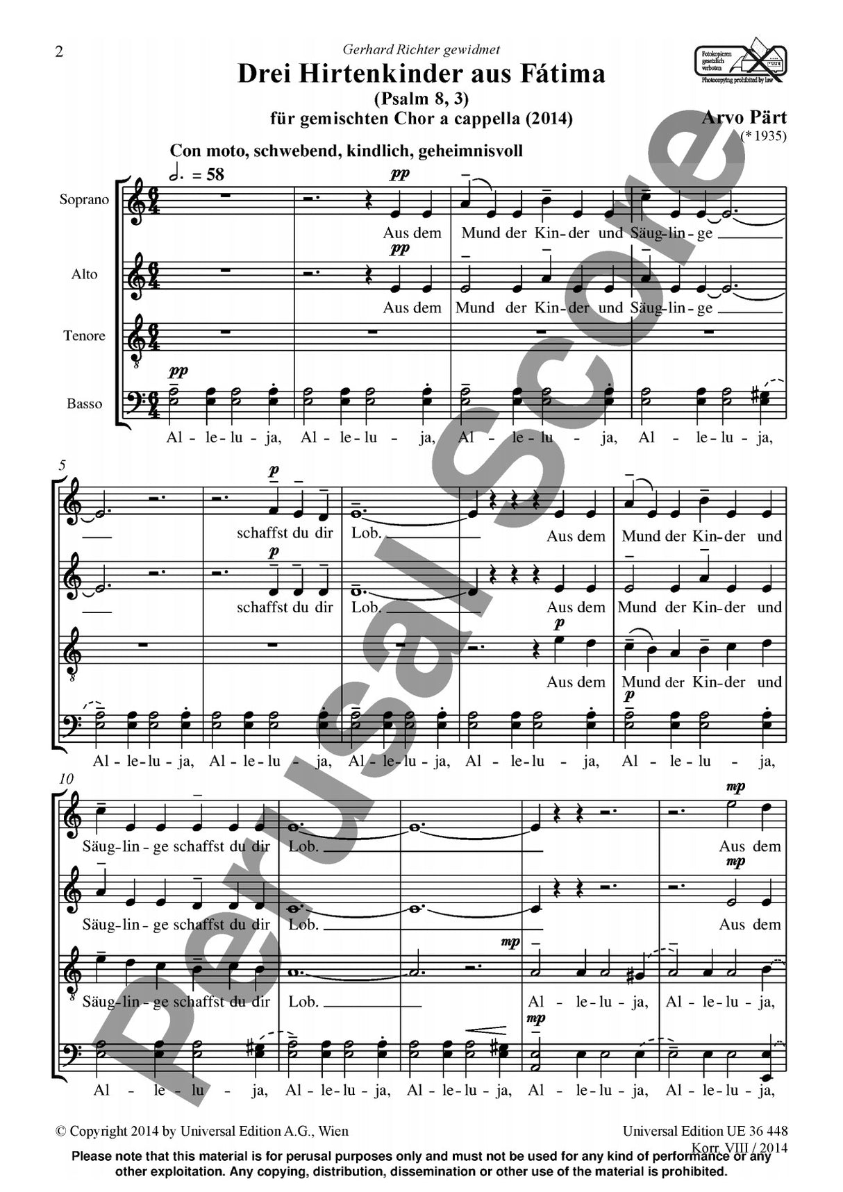 Pärt: Drei Hirtenkinder aus Fátima