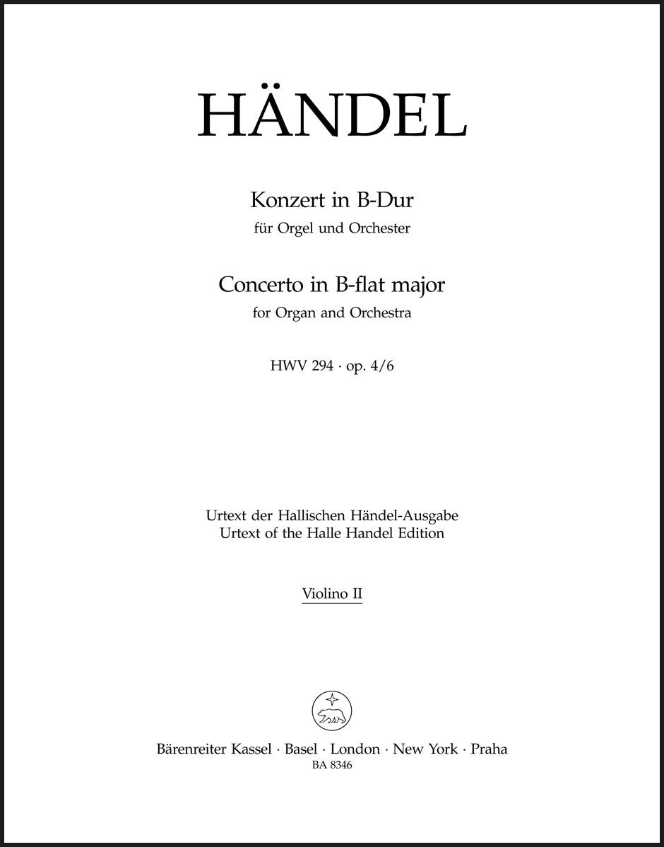 Handel: Organ Concerto in B-flat Major, HWV 294, , Op. 4, No. 6