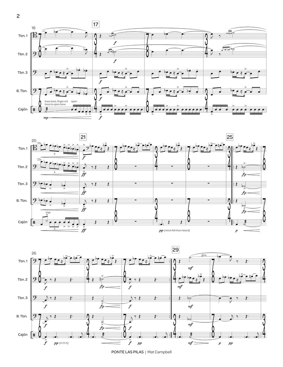 Campbell: Ponte las Pilas (Version for Trombone Quartet)