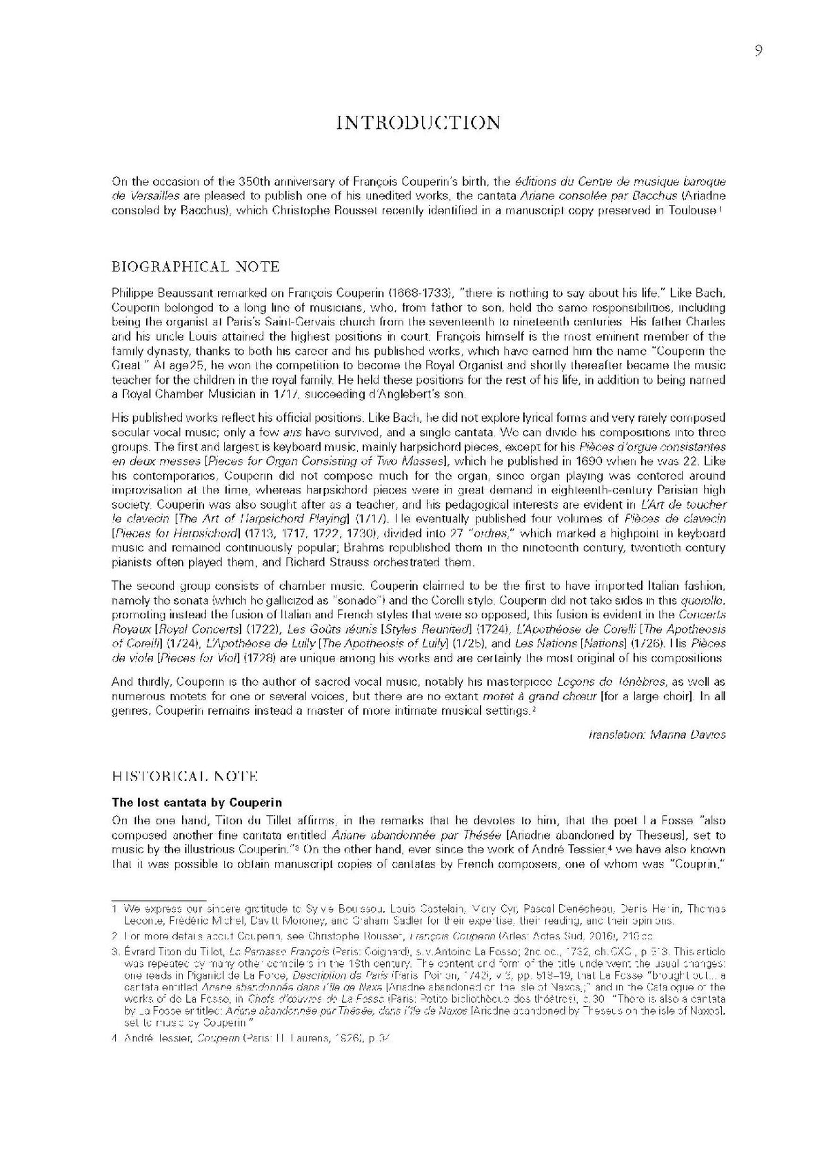 Couperin: Ariane Consolée par Bacchus