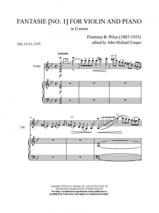 Price: Fantasie No. 1 in G Minor