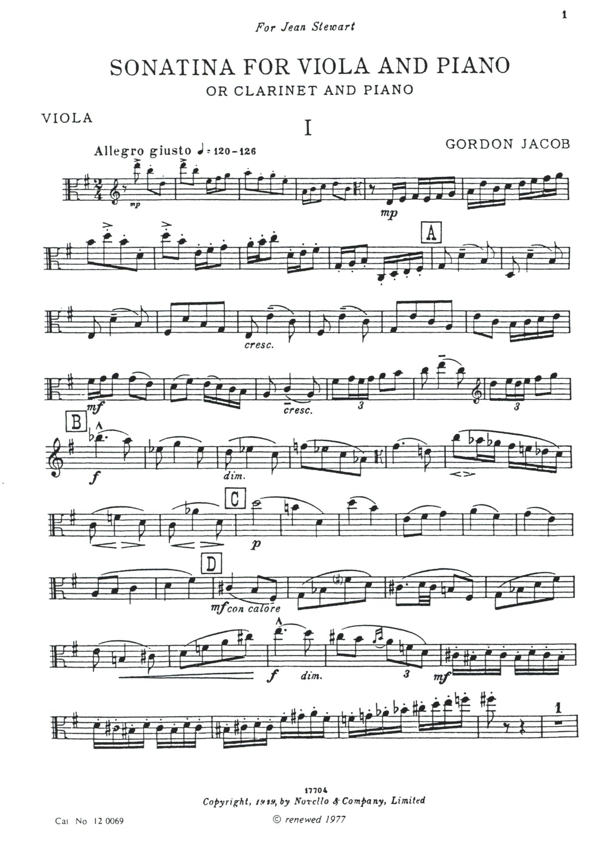 G. Jacob: Sonatina for Viola & Piano