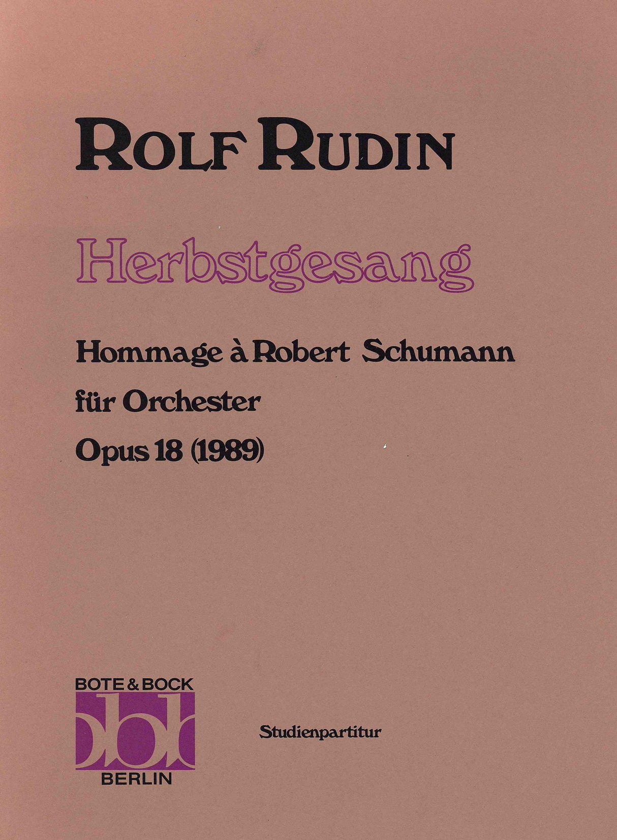 Rudin: Herbstgesang, Op. 18