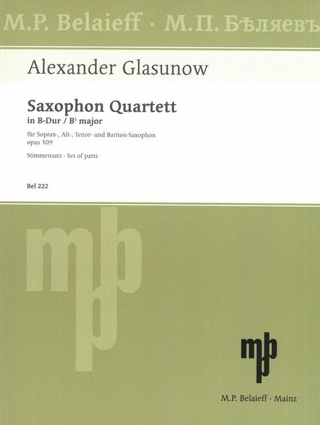 Glazunov: Saxophone Quartet in B-flat Major, Op. 109