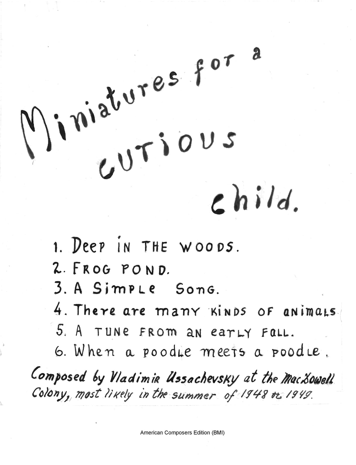 Ussachevsky: Miniatures for a Curious Child