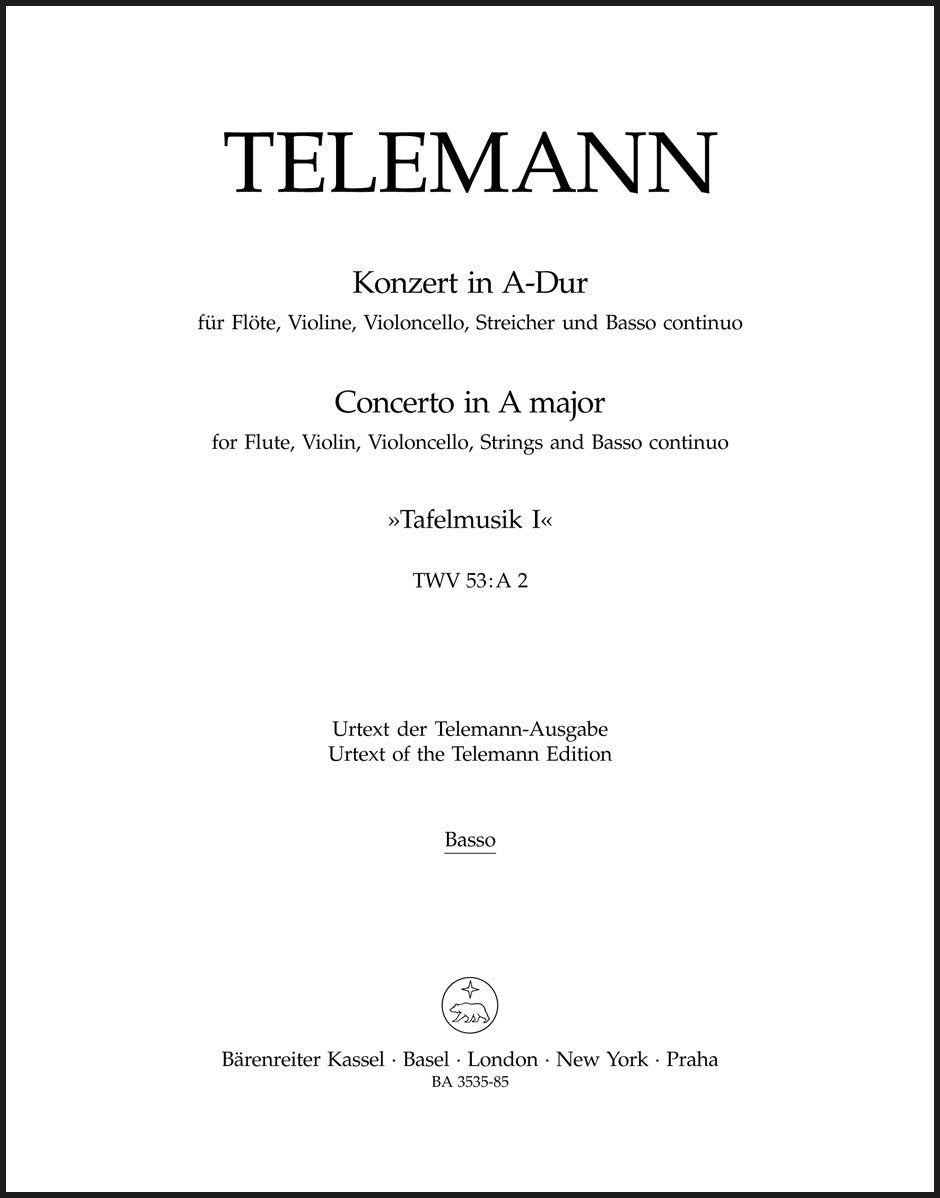 Telemann: Concerto for Flute, Violin, Cello, Strings and Basso continuo in A Major, TWV 53:A2