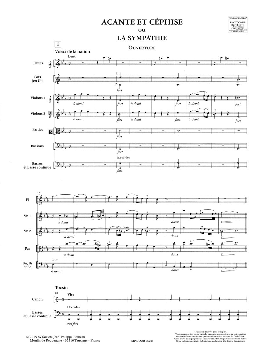 Rameau: Symphonies from Acante et Céphise ou La sympathie, RCT 21