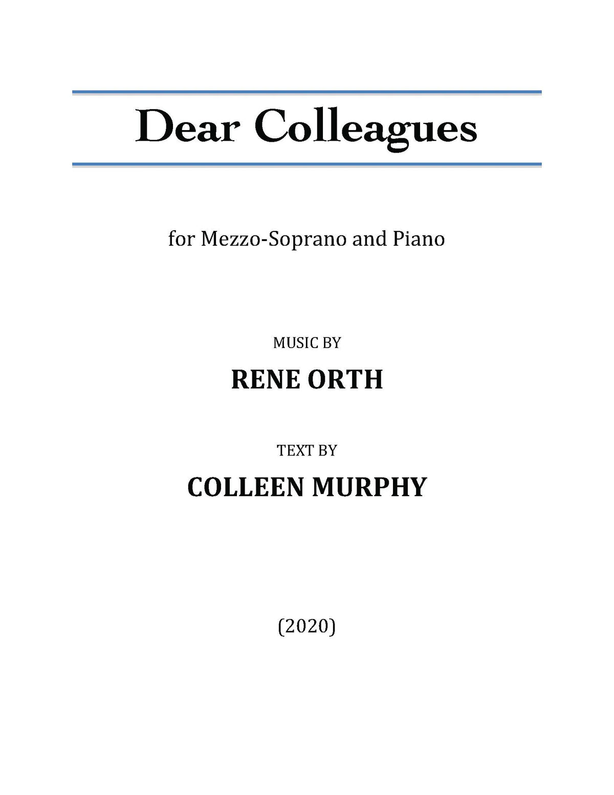 Orth: Dear Colleagues