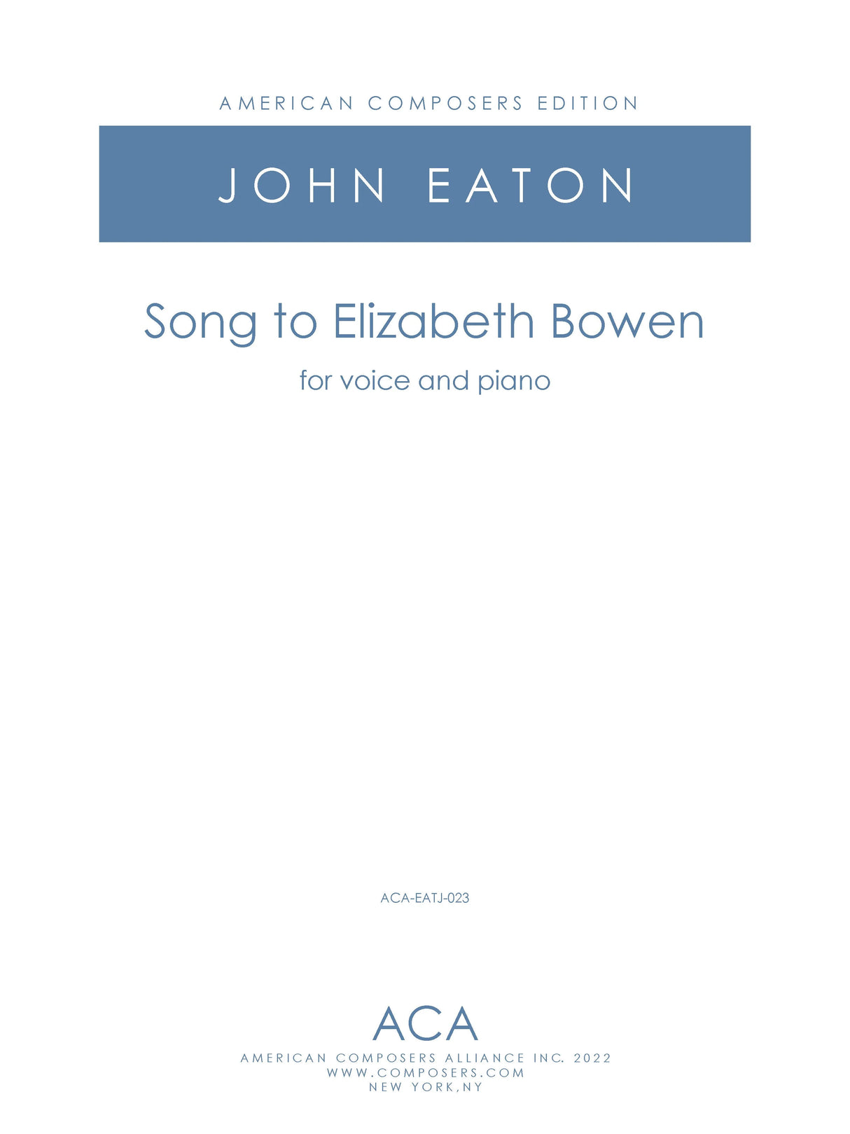Eaton: Song To Elizabeth Bowen