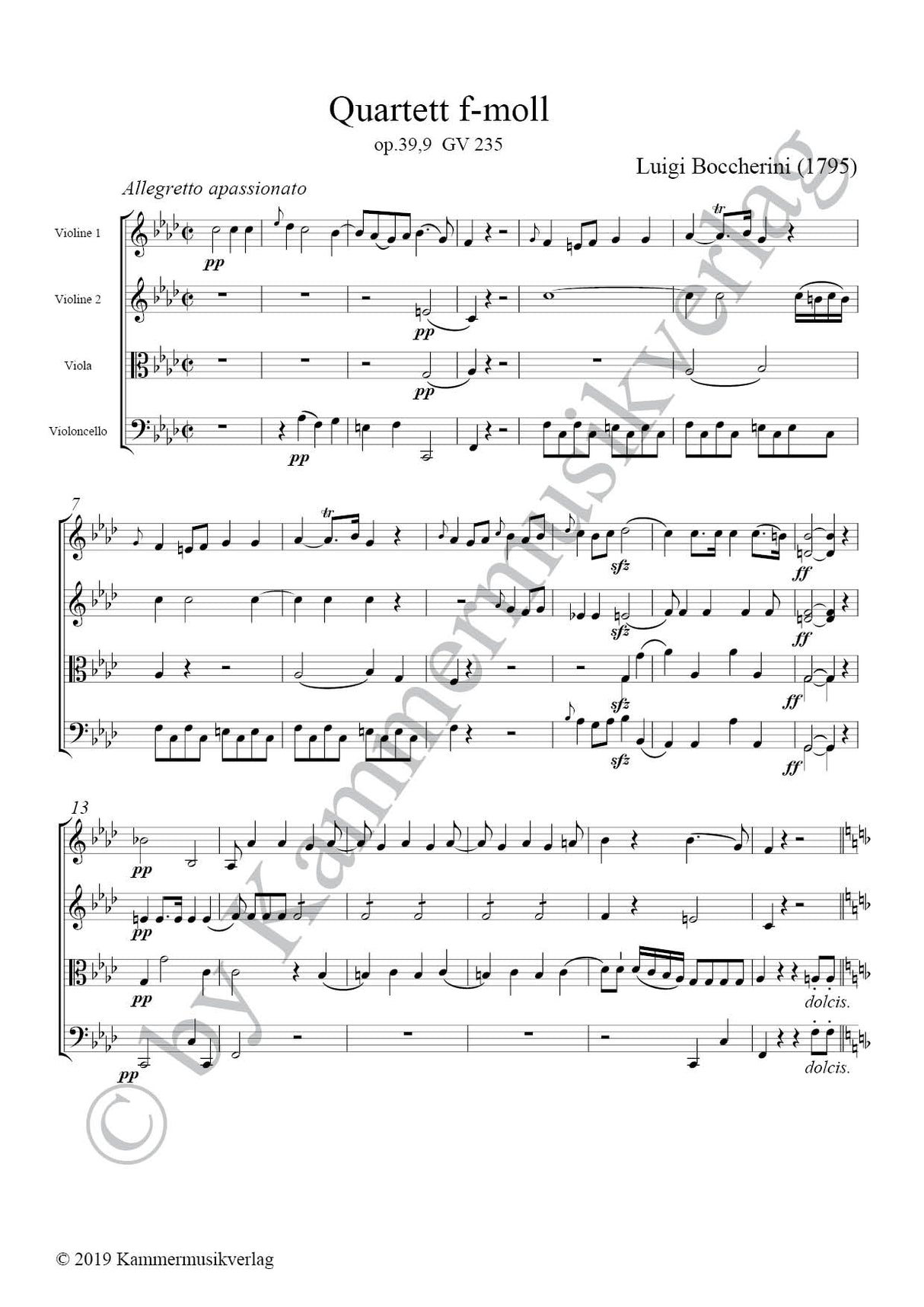 Boccherini: String Quartet in F Minor, G 235, Op. 52, No. 4