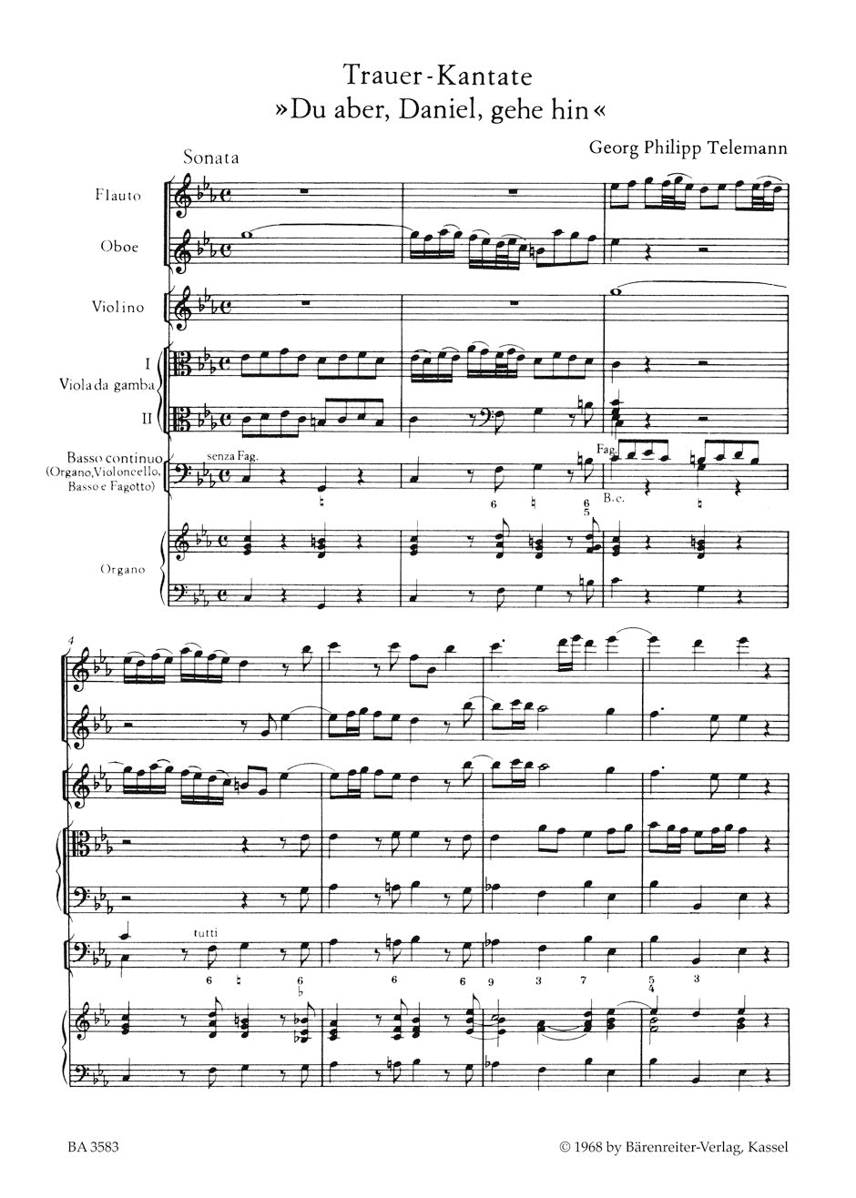Telemann: Du aber, Daniel, gehe hin, TVWV 4:17