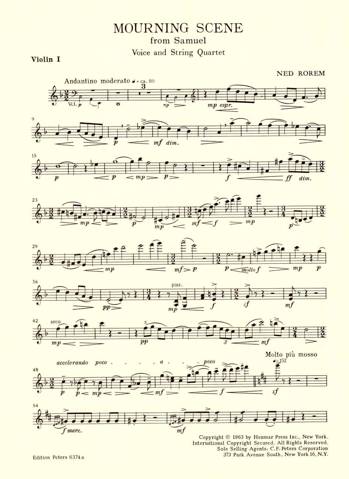 Rorem: Mourning Scene