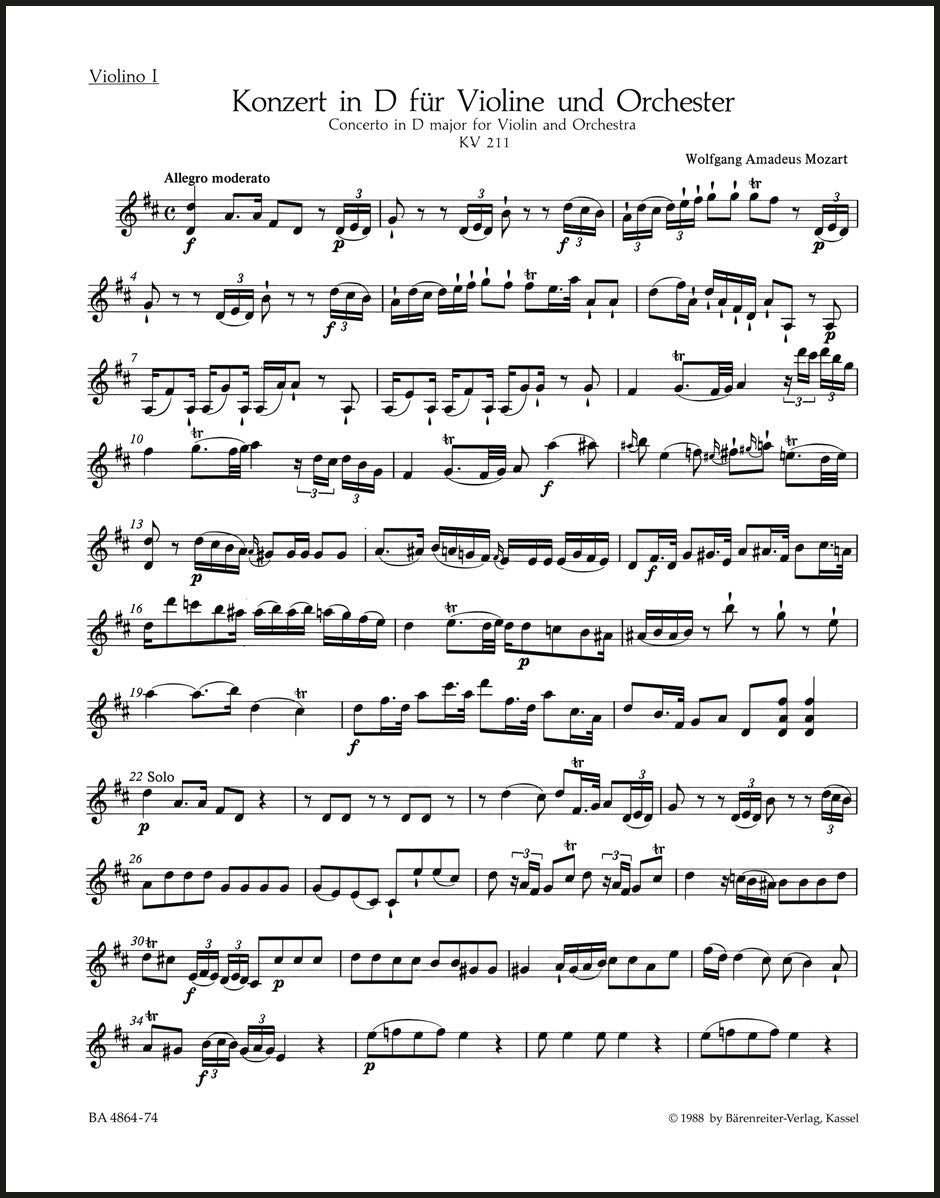 Mozart: Violin Concerto No. 2 in D Major, K. 211