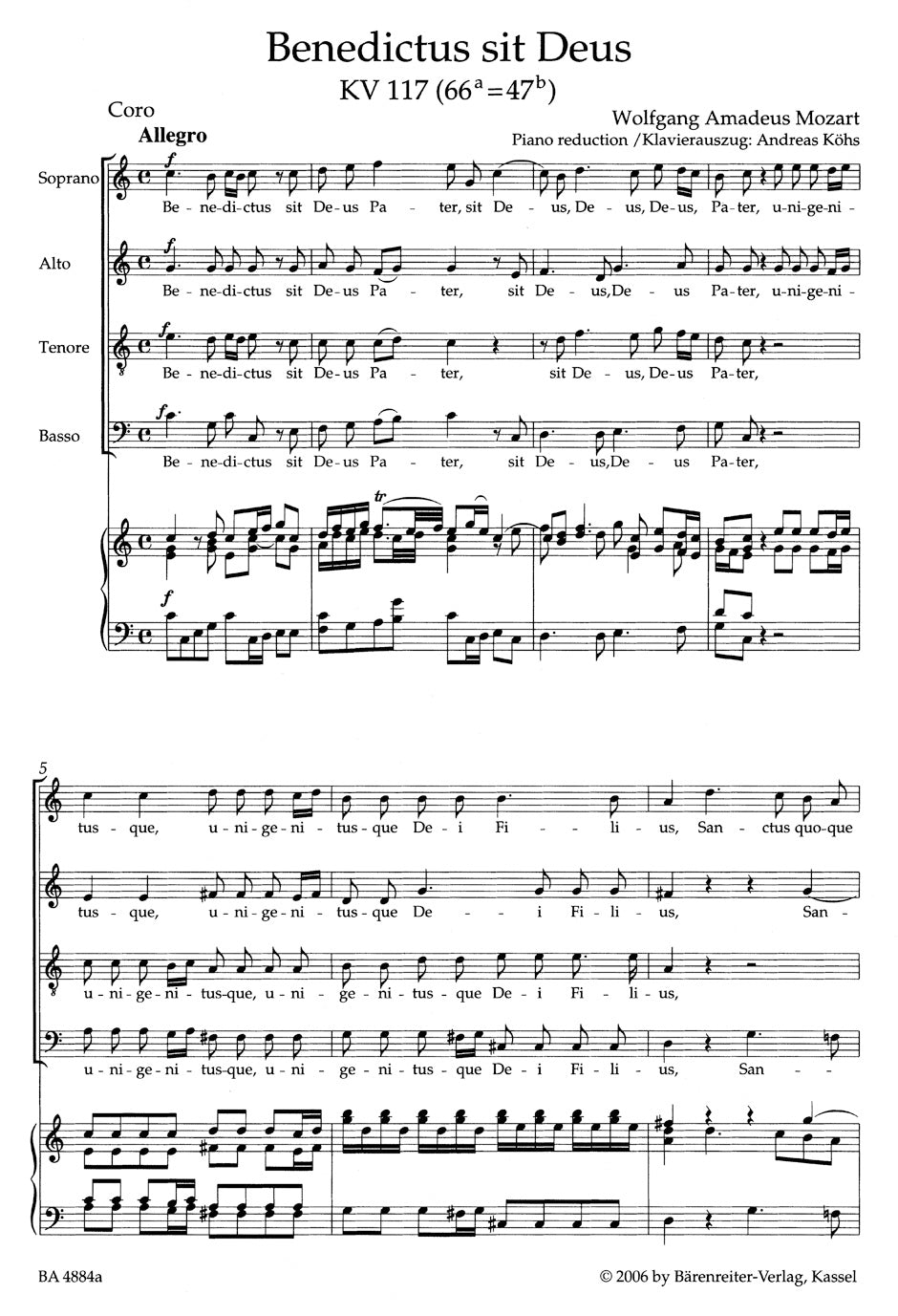 Mozart: Benedictus sit Deus, K. 117 (66a=47b)