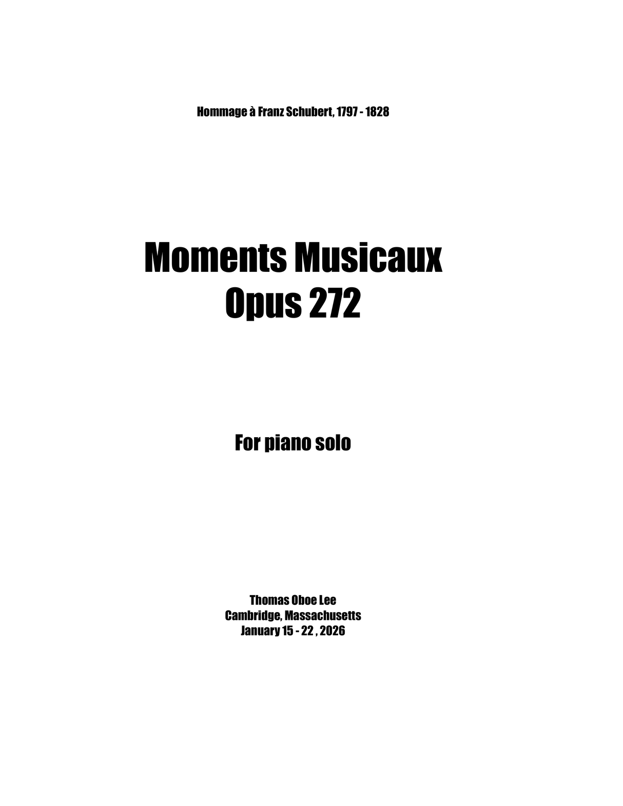 Lee: Moments Musicaux, Op. 272