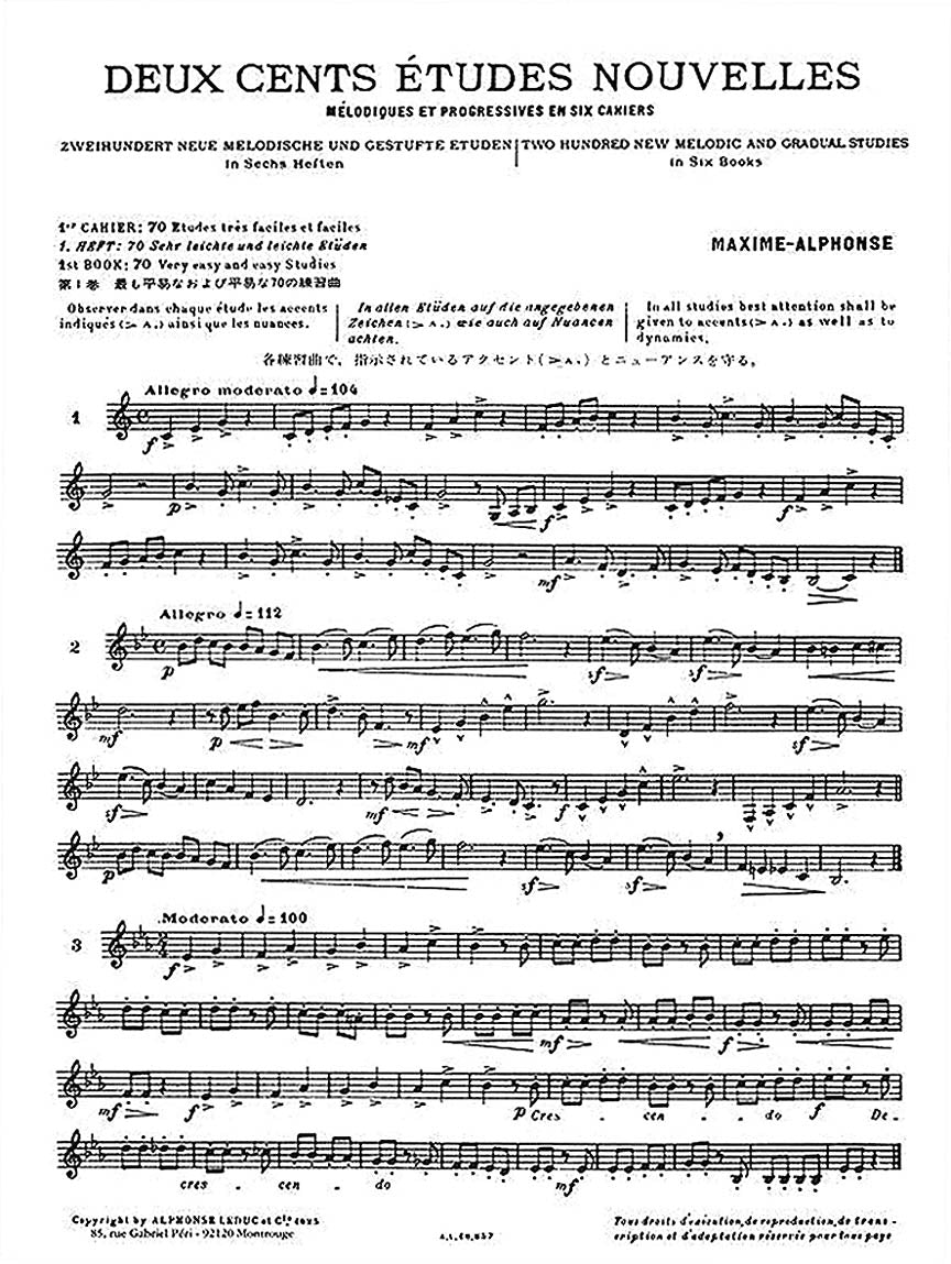 Maxime-Alphonse: 200 New Etudes - Volume 1 (70 Very Easy and Easy Studies)