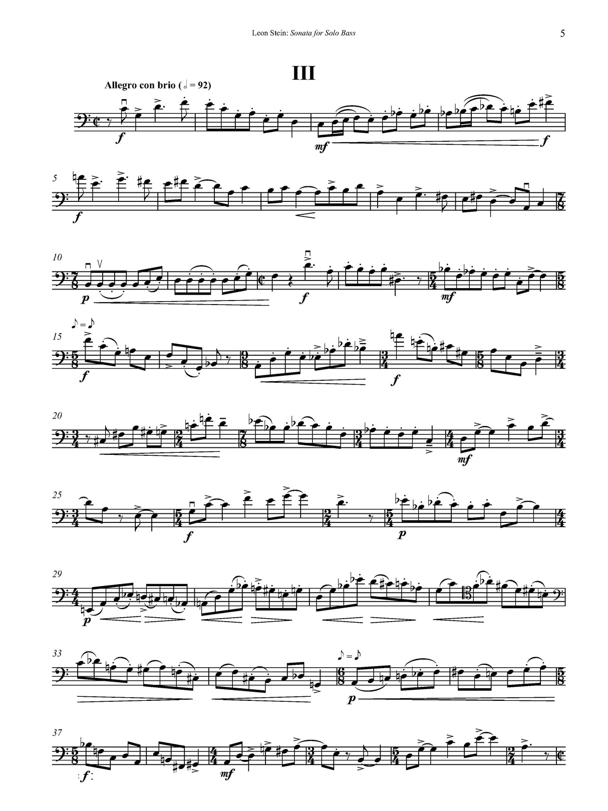 Stein: Sonata for Solo Bass