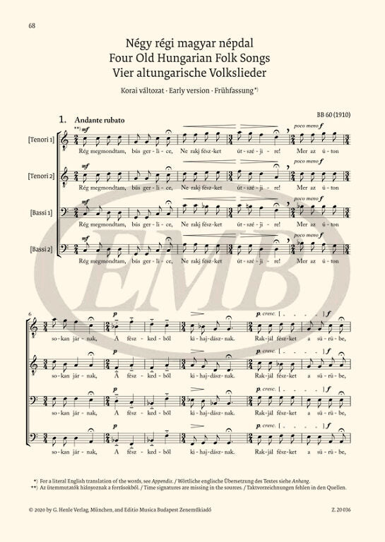 Bartók: Choral Works for Male Voices