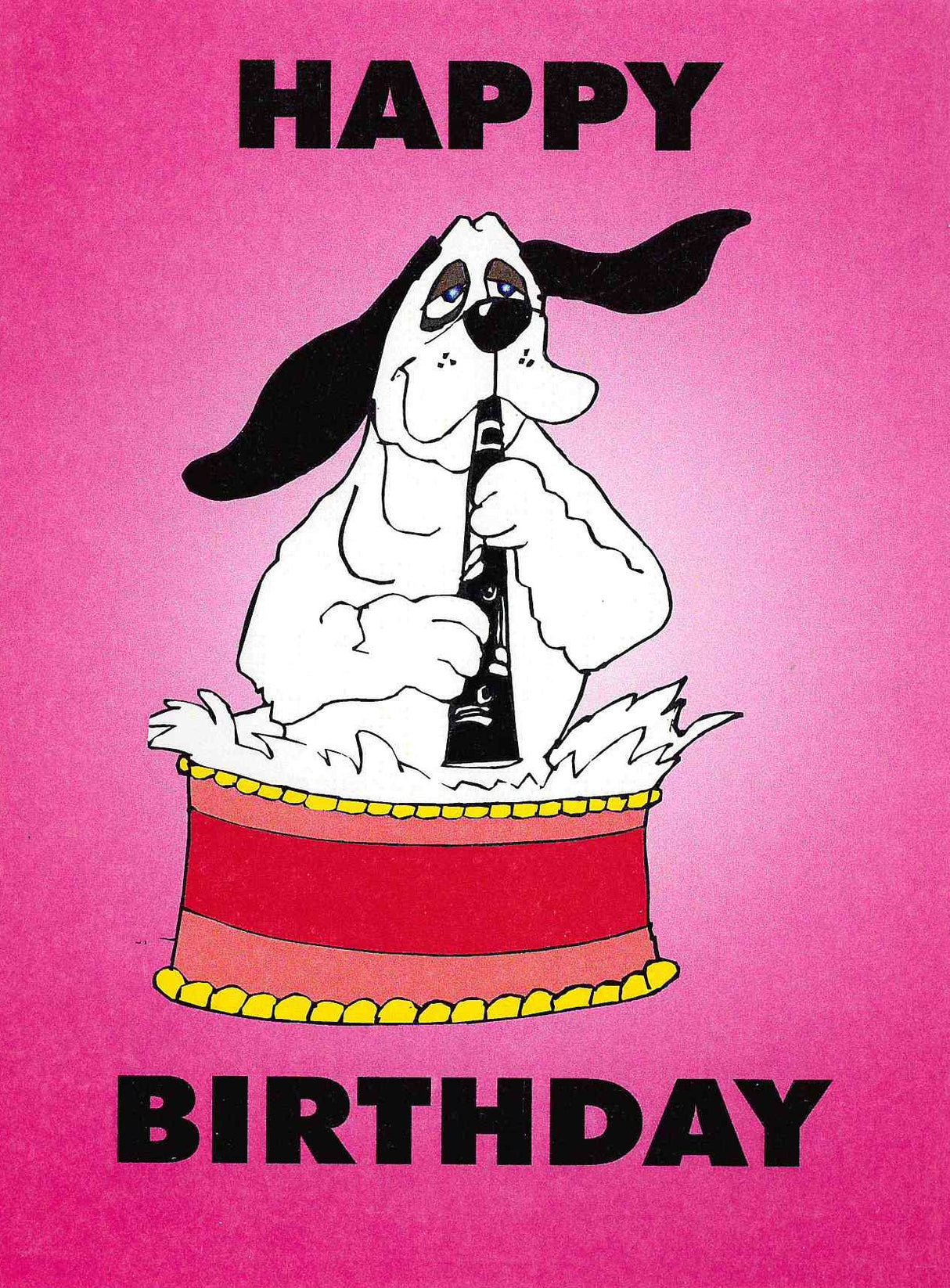 Dog Playing Clarinet - Birthday Card