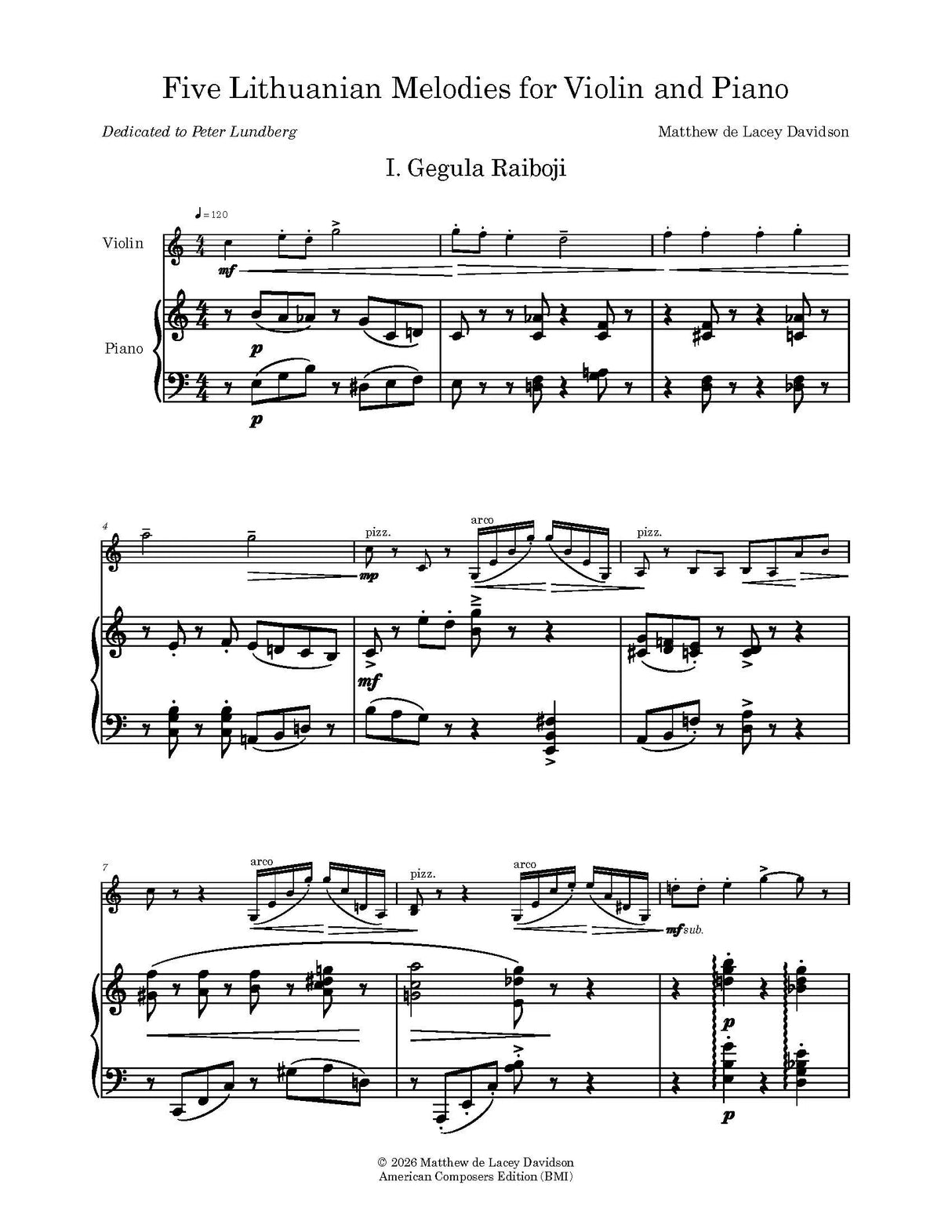 Davidson: Five Lithuanian Melodies