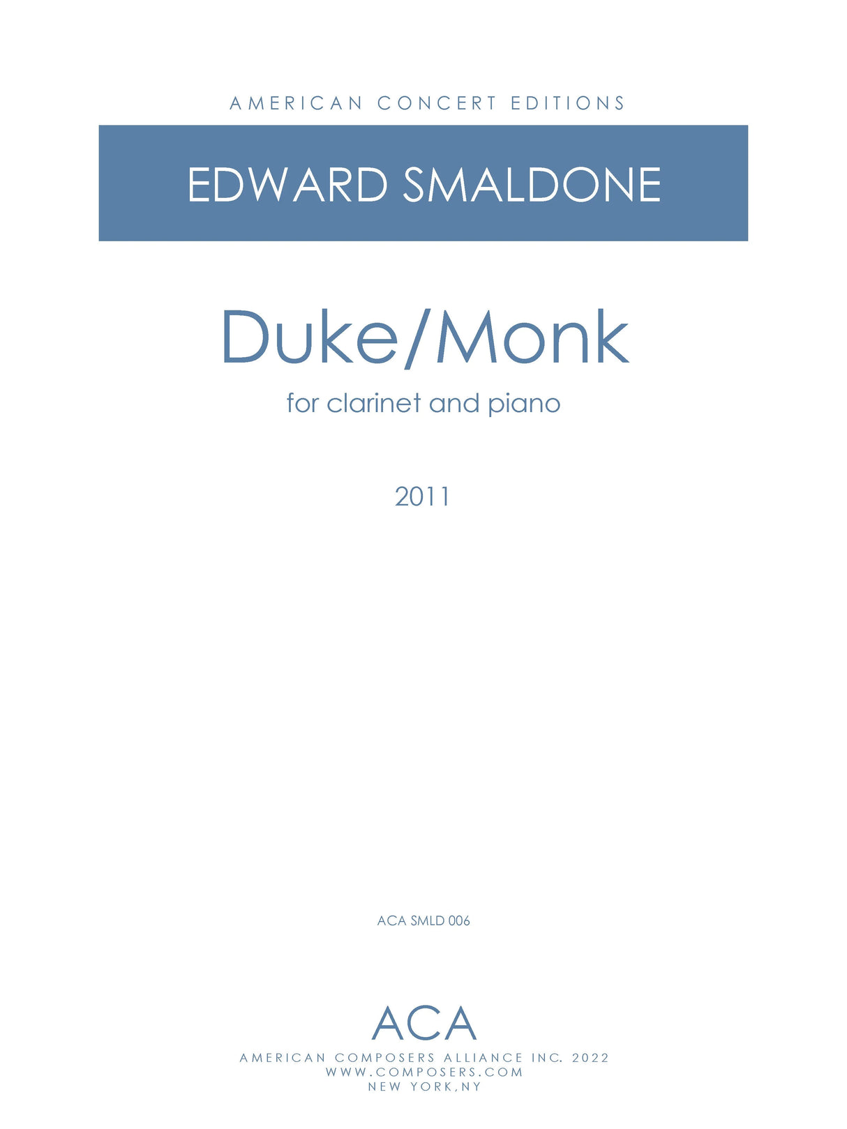 Smaldone: Duke / Monk (Version for Clarinet & Piano)