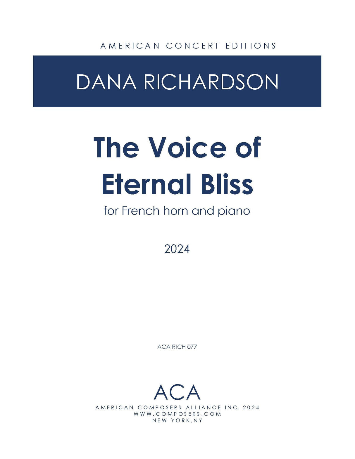 Richardson: Voice of Eternal Bliss (Version for French Horn & Piano)