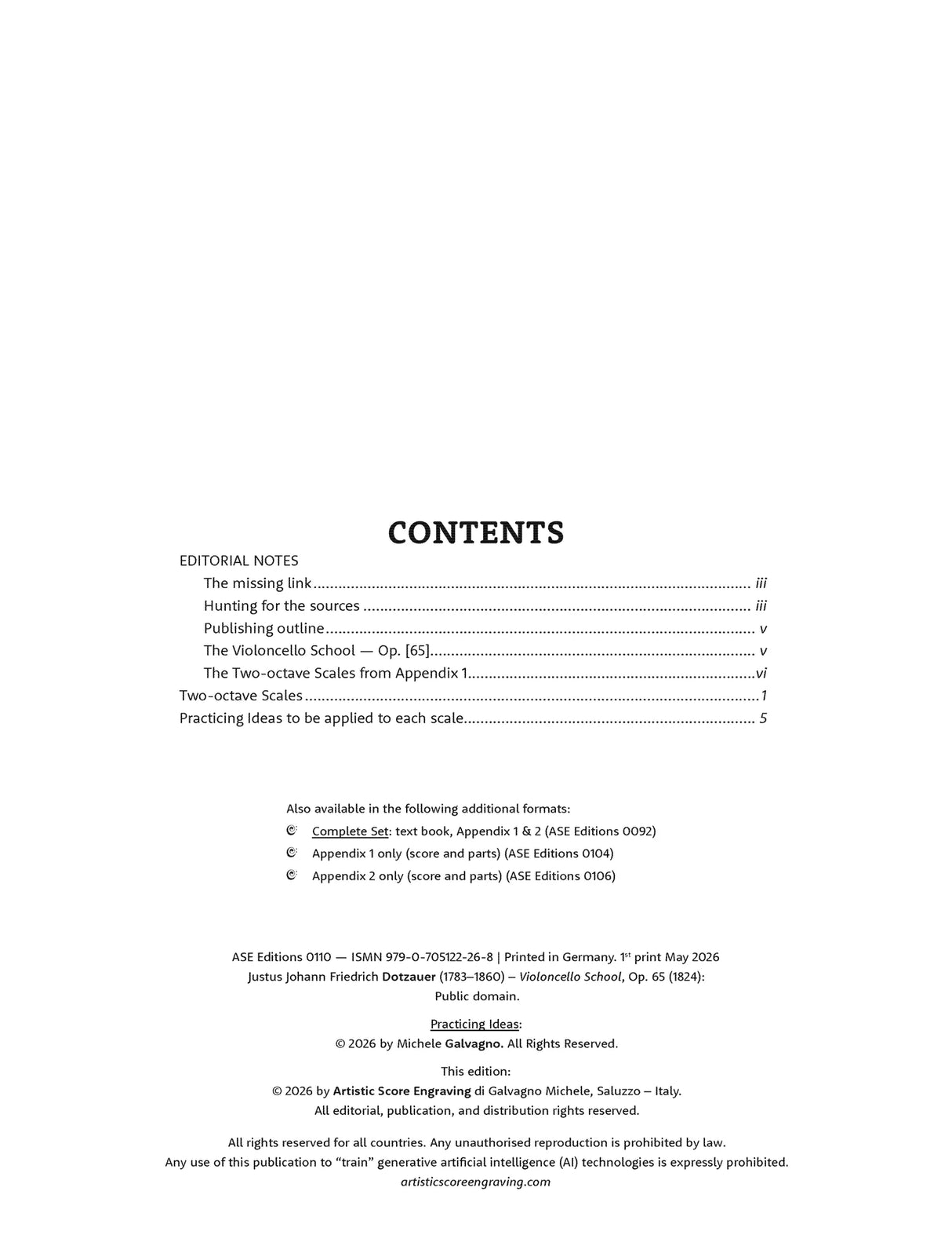 Dotzauer: Two-Octave Scales from Appendix 1 of the Cello School, Op. 65