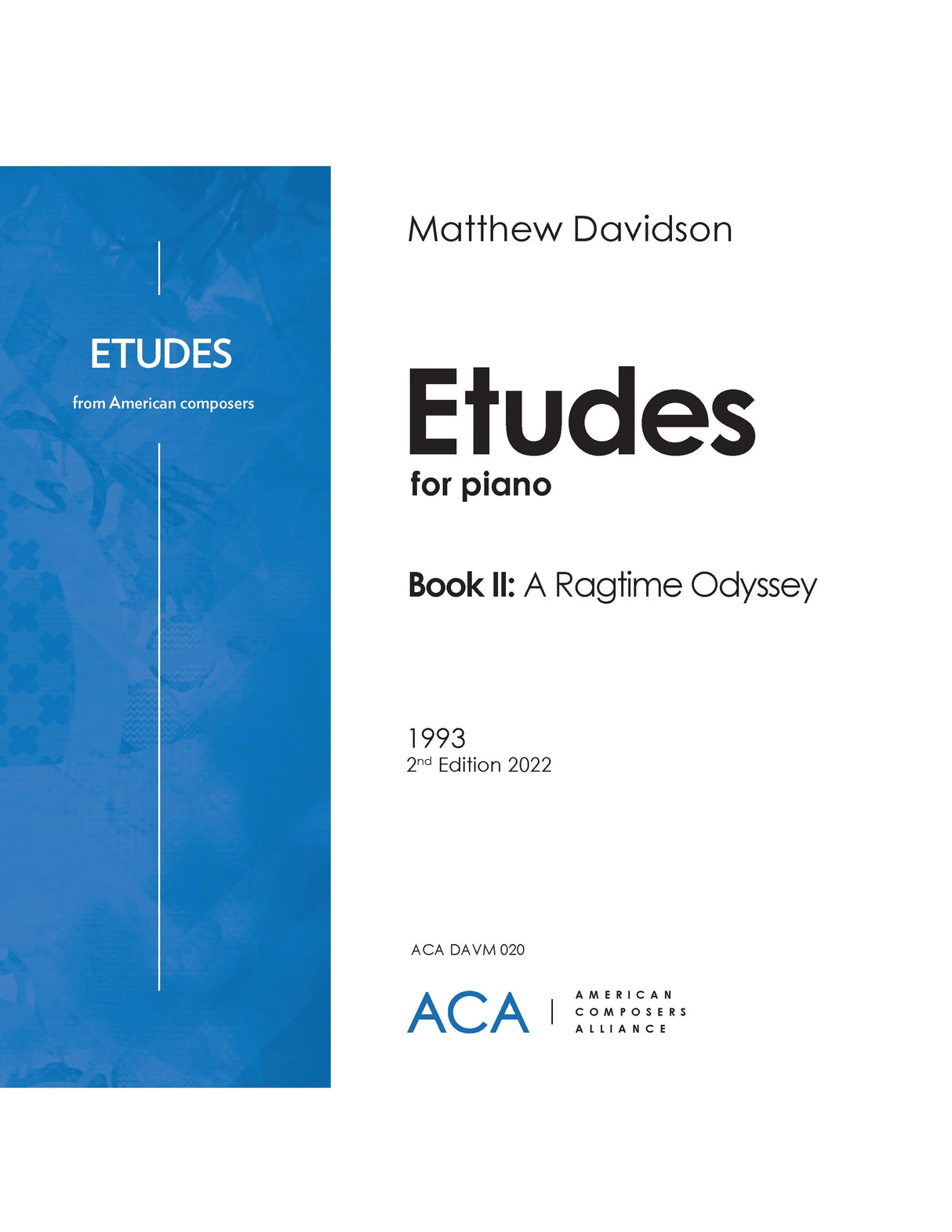 Davidson: Etudes for Piano Book II: A Ragtime Odyssey