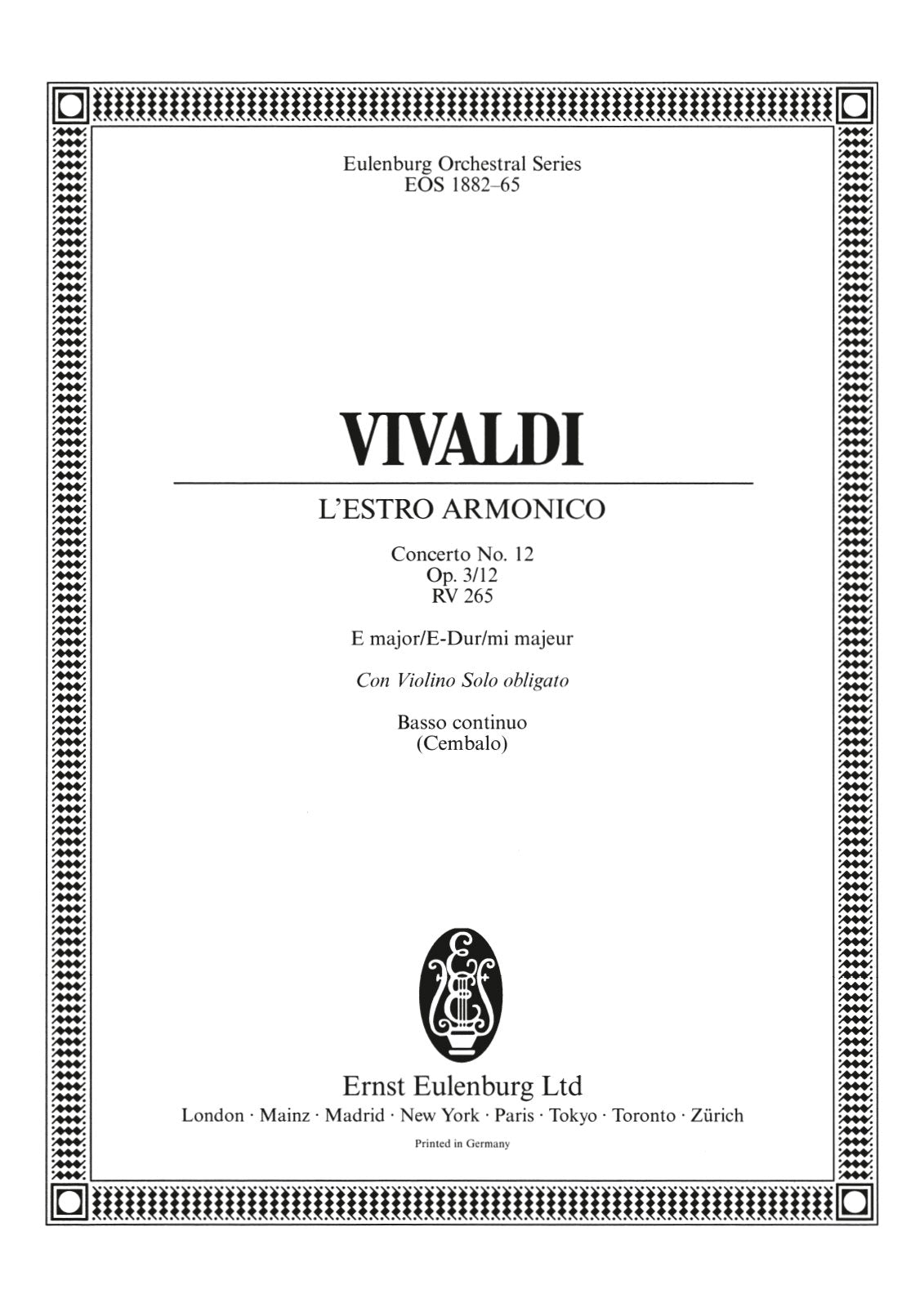 Vivaldi: L'Estro Armonico, RV 265, Op. 3, No. 12