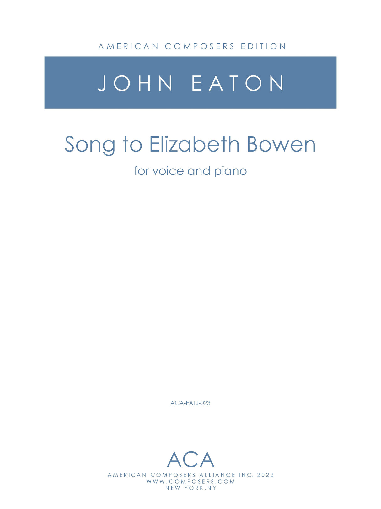 Eaton: Song To Elizabeth Bowen
