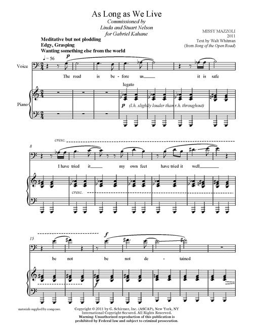 Mazzoli: As Long as We Live (Version for Baritone & Piano)