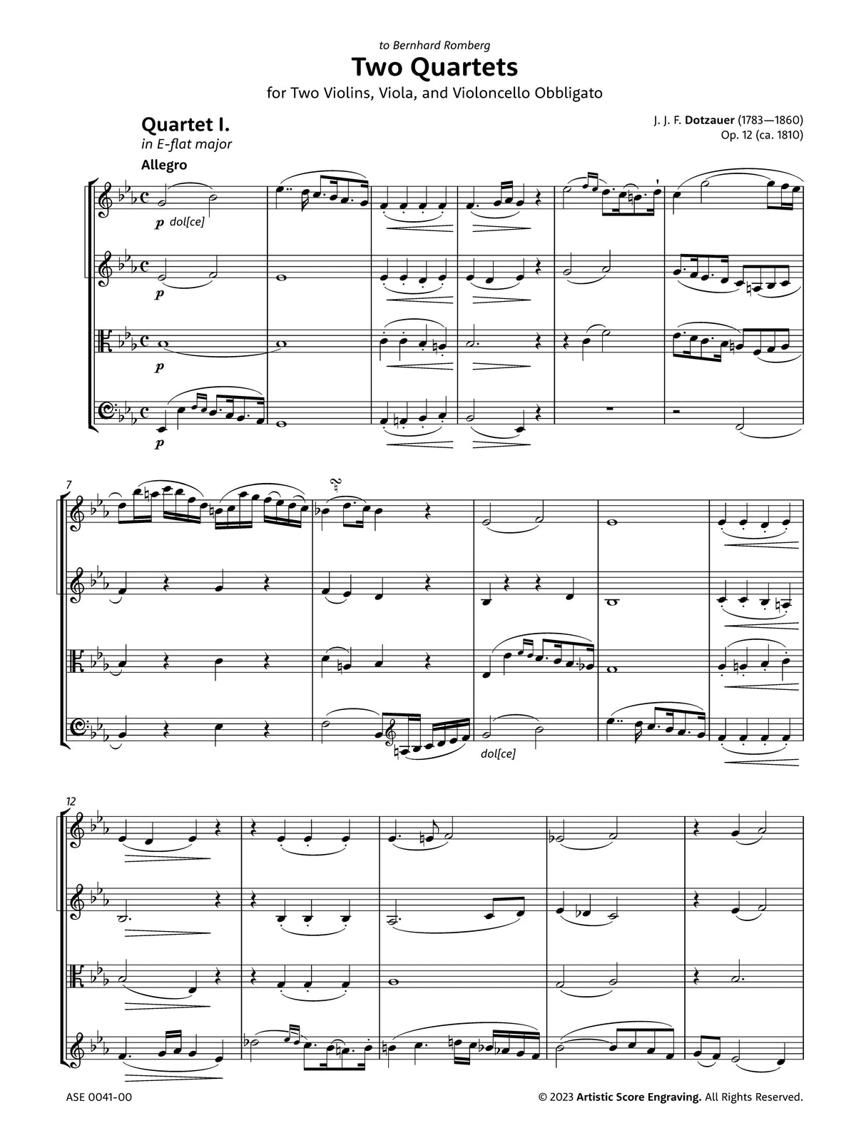 Dotzauer: Two Quartets, Op. 12