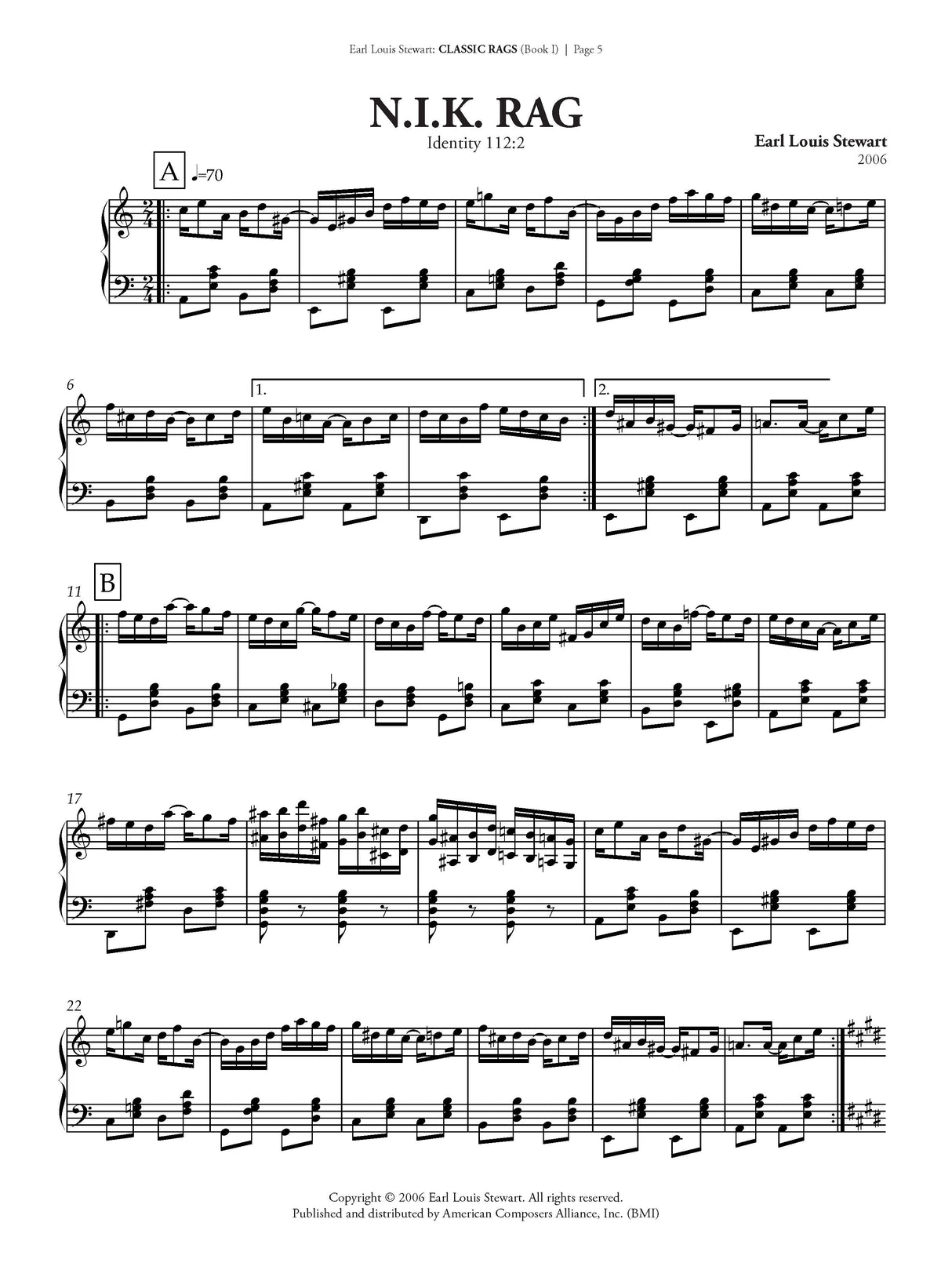 Stewart: Classic Rags for Piano - Book 1