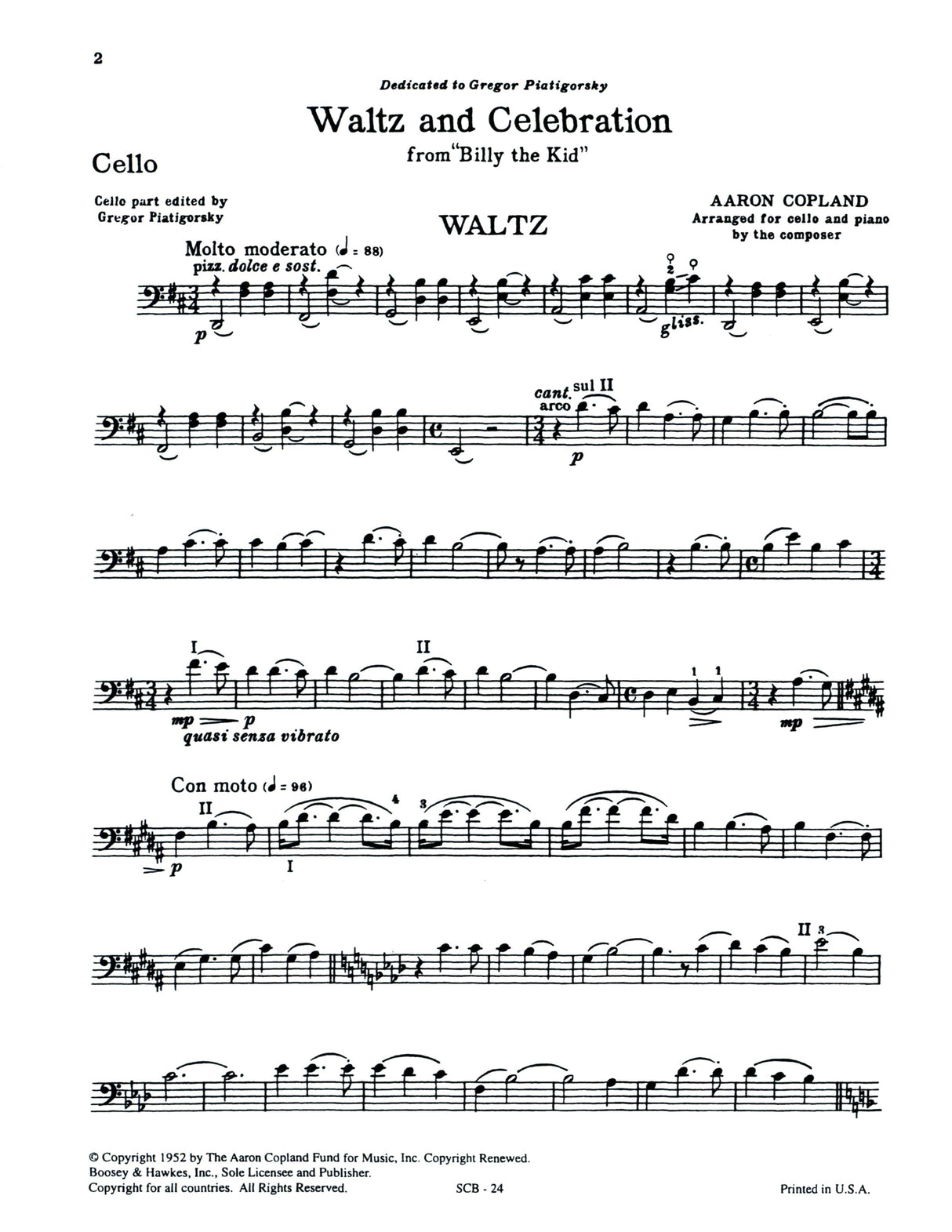 Copland: Waltz & Celebration (arr. for cello & piano)