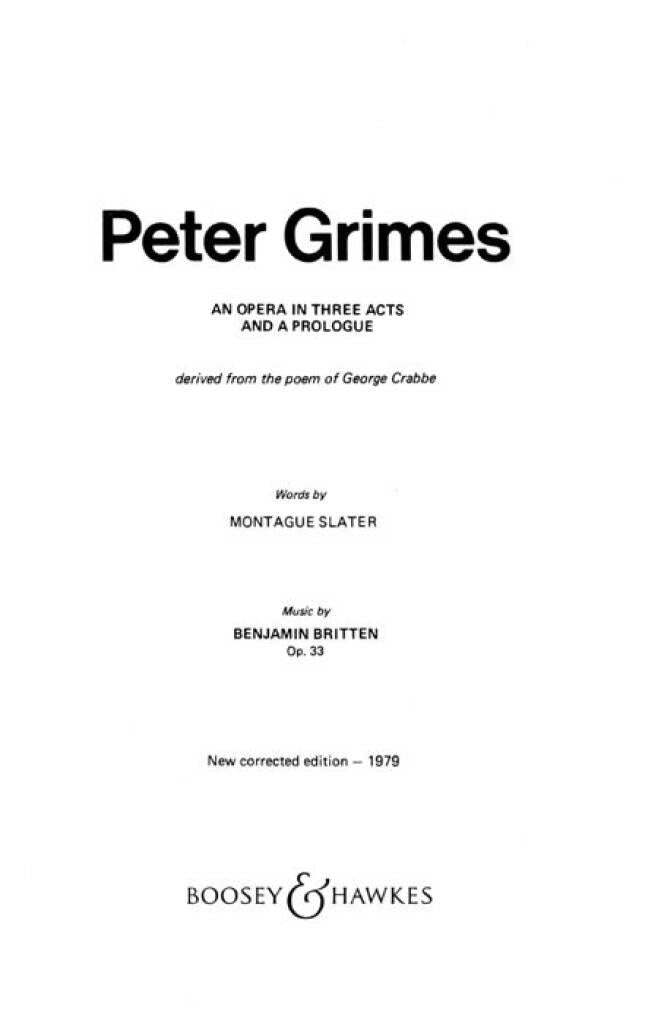 Britten: Peter Grimes, Op. 33