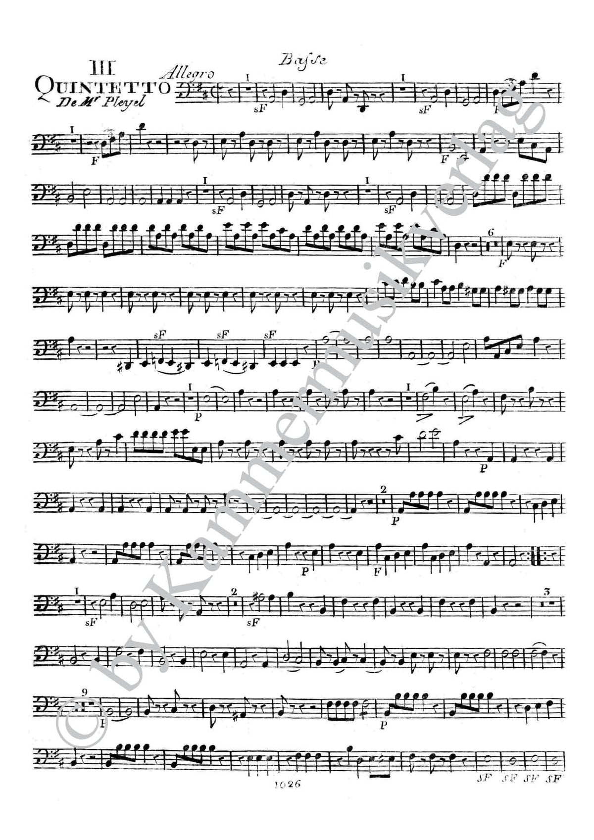 Pleyel: String Quintet in D Major, B. 2627