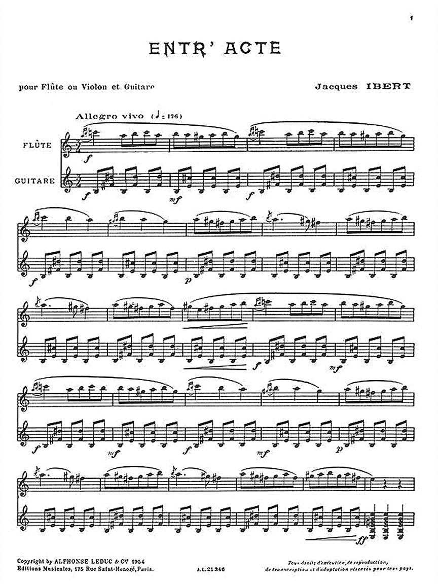 Ibert: Entr'acte (Version with Guitar)