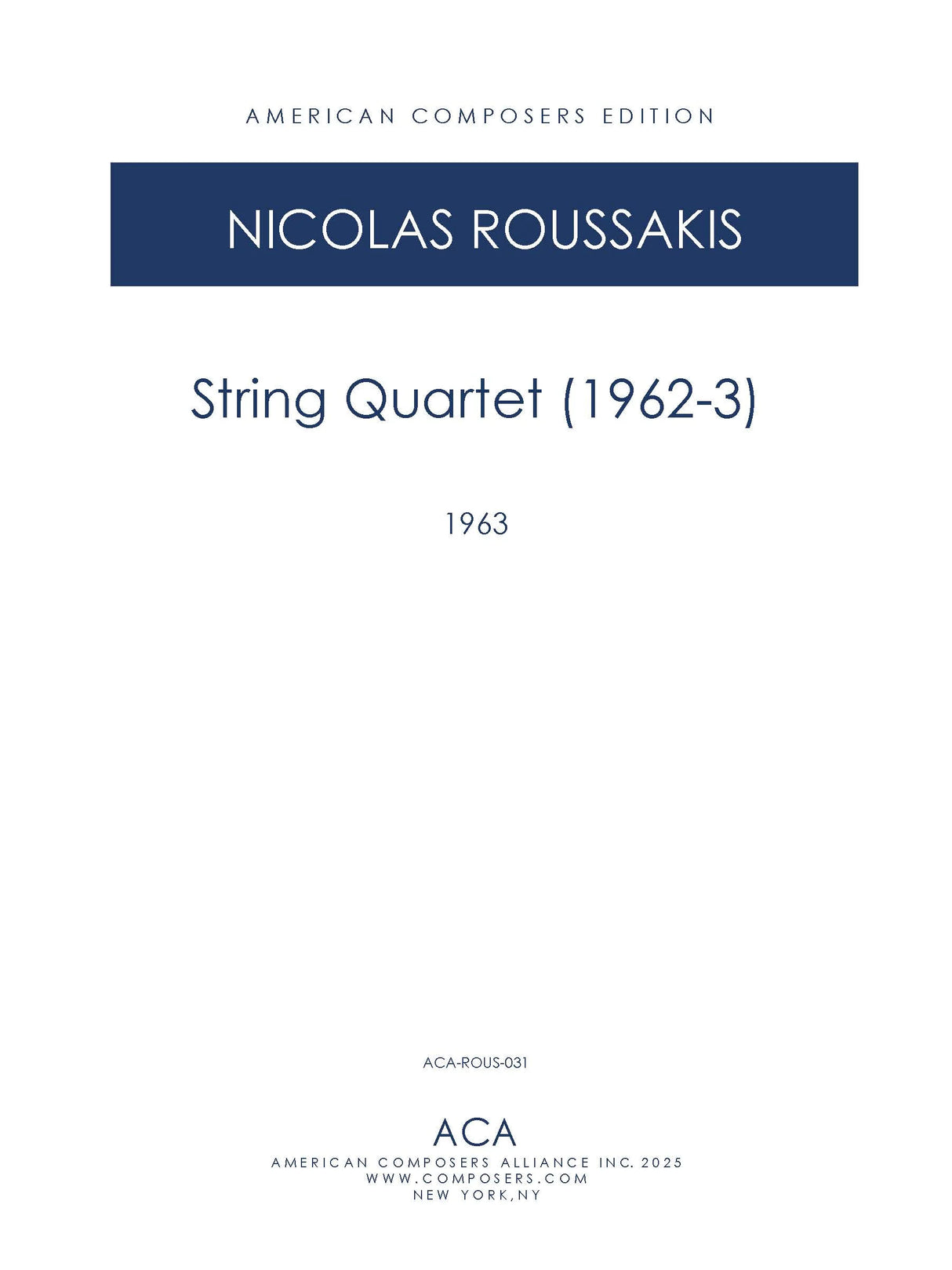 Roussakis: String Quartet (1962-3)