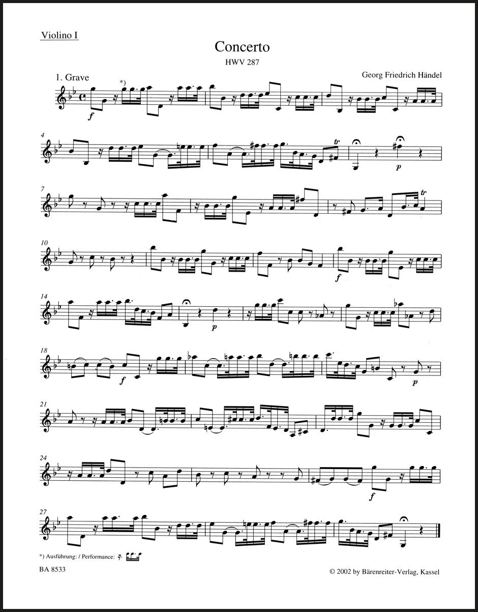 Handel: Concerto for Flute (or Oboe) in G Minor, HWV 287