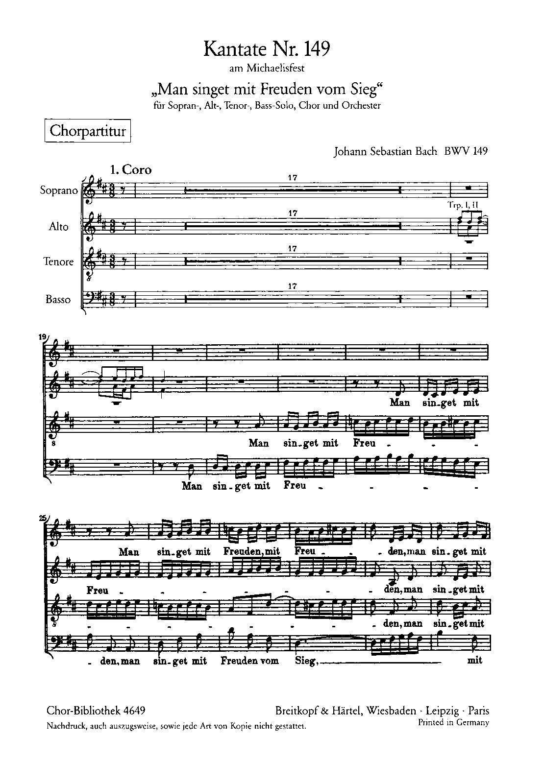 Bach: Man singet mit Freuden vom Sieg, BWV 149