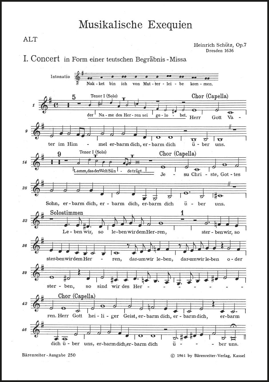 Schütz: Musikalische Exequien, SWV 279–281, Op. 7