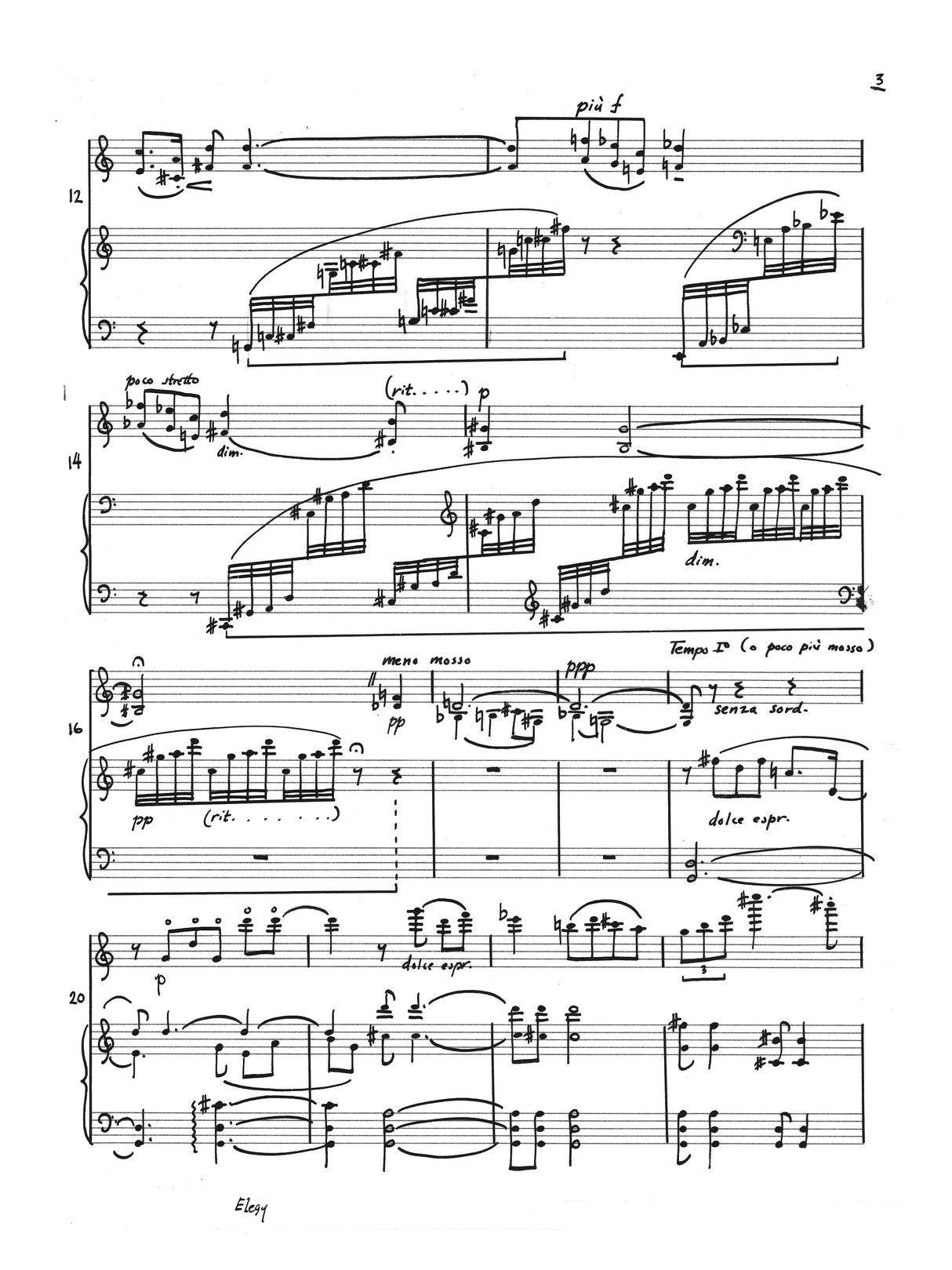 Stevens: Elegy for Violin & Piano