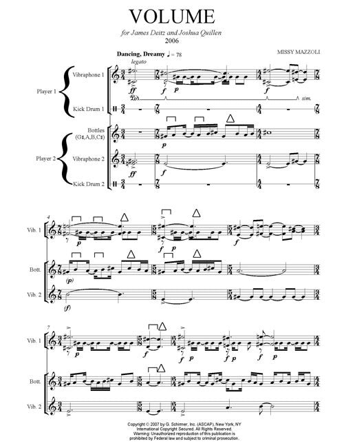 Mazzoli: Volume (Version for 2 Vibraphones)